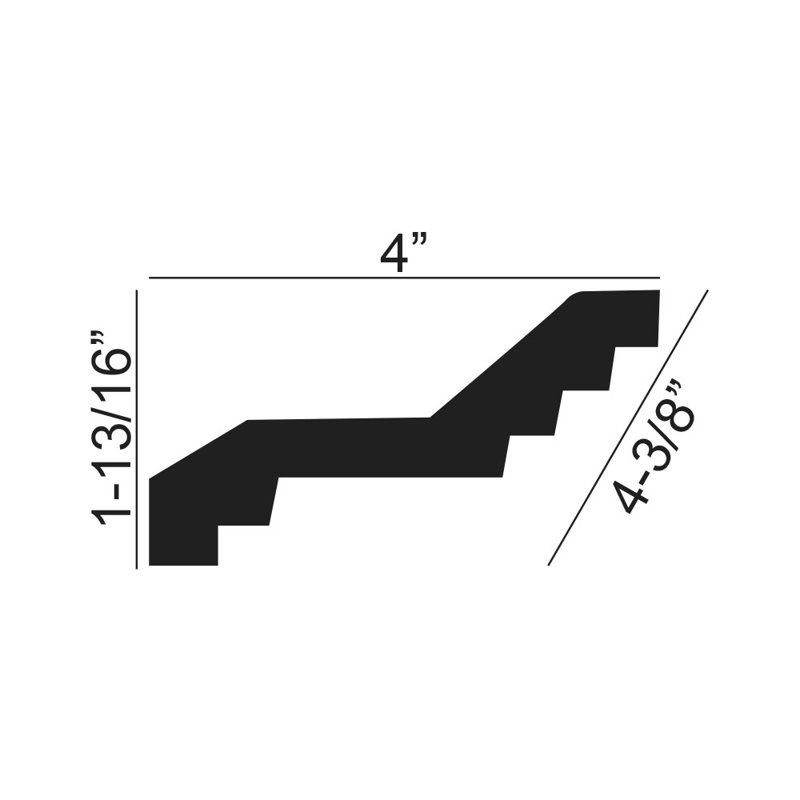 6-inch White Primed Polyurethane Crown Moulding Sample