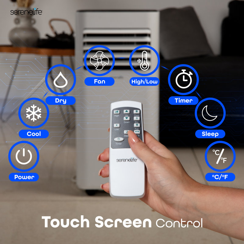 8000 BTU White Portable Air Conditioner with Remote Control