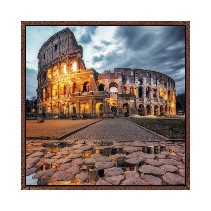 The Colosseum by Massimo Cuomo - Print on Canvas, 45.72 cm H x 45.72 cm W, Classic Brown Wood Framed