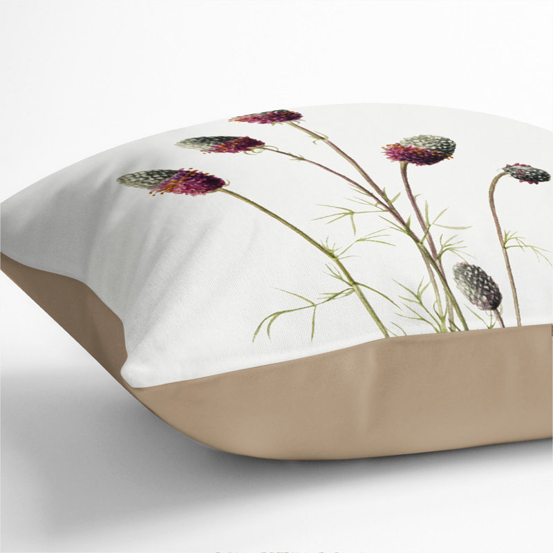 Purple Prairieclover Square Throw Cushion, Stone, 40cm H x 40cm W x 15cm D