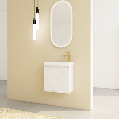 Bathroom Cabinet With Resin Sink & Silent Soft-Close Door - Functional Unit Wall Mounted Washstand Quietly Hinge Practical Fixture