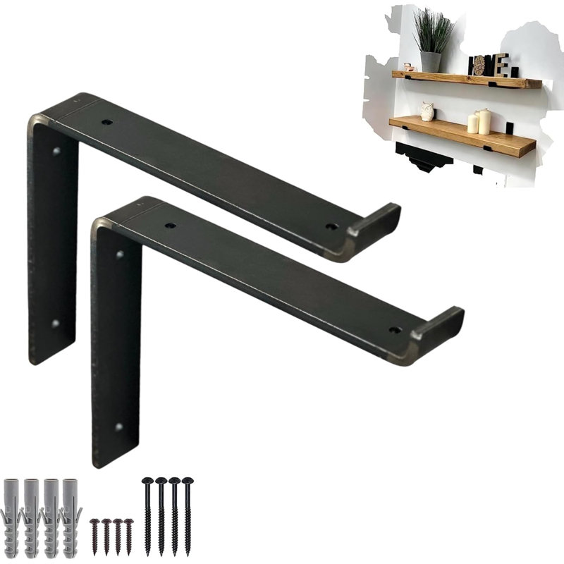 Heavy Duty Shelf Brackets Rustic Scaffold Board Shelving Industrial Iron/Steel Metal (Pair) By BMF Direct, 275mm-Down