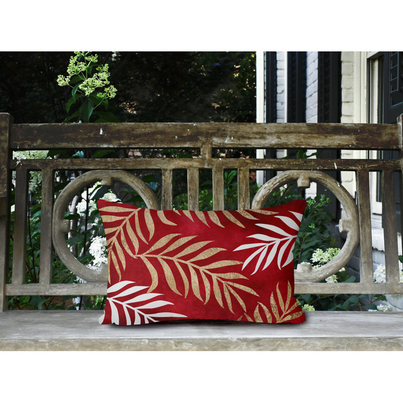 Coussin lombaire intérieur / extérieur Bobo Fern, Rouge / or / blanc