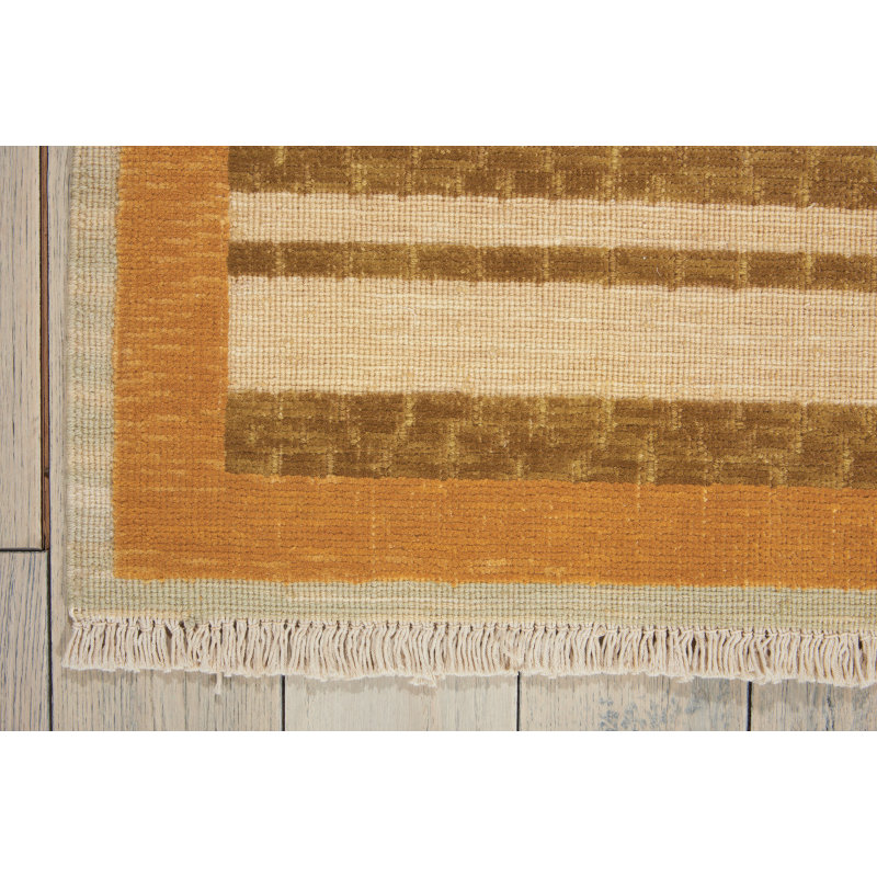 Field Wool Striped Area Rug in Cooper/Beige, Rectangle 8'6" x 11'6"