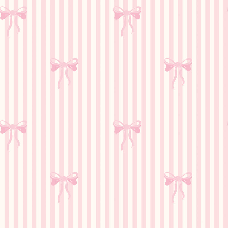 Bow Stripe - Pink & White
