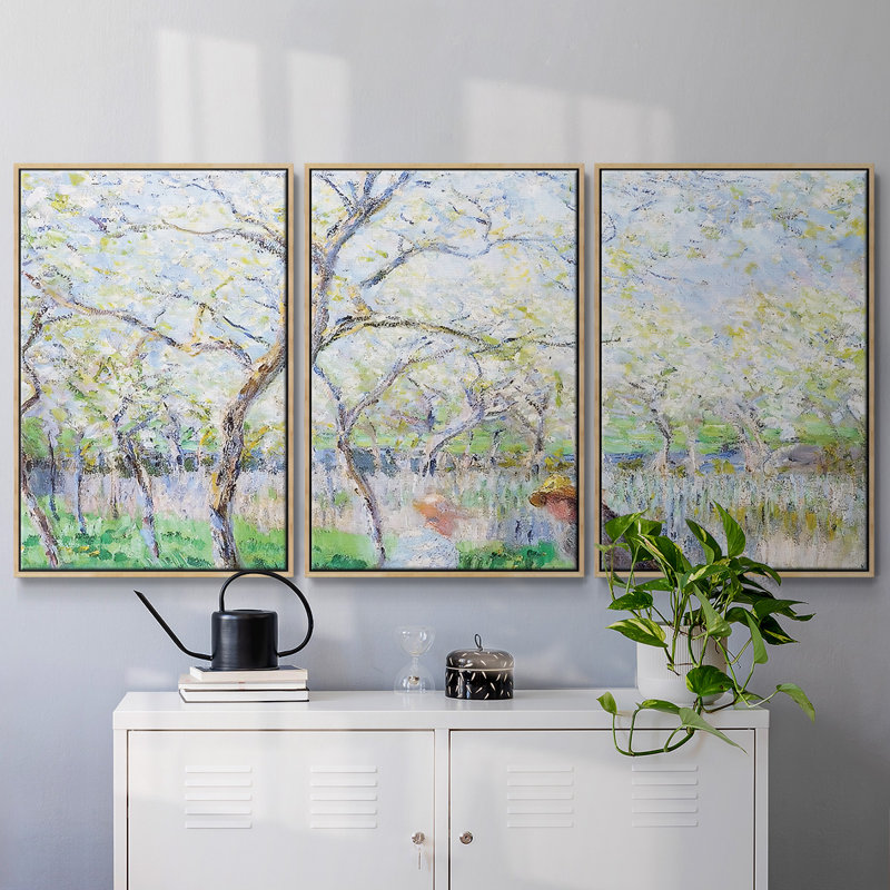 " Springtime, 1886 " 3 - Pieces, 36" H x 75" W x 2" D, Natural  