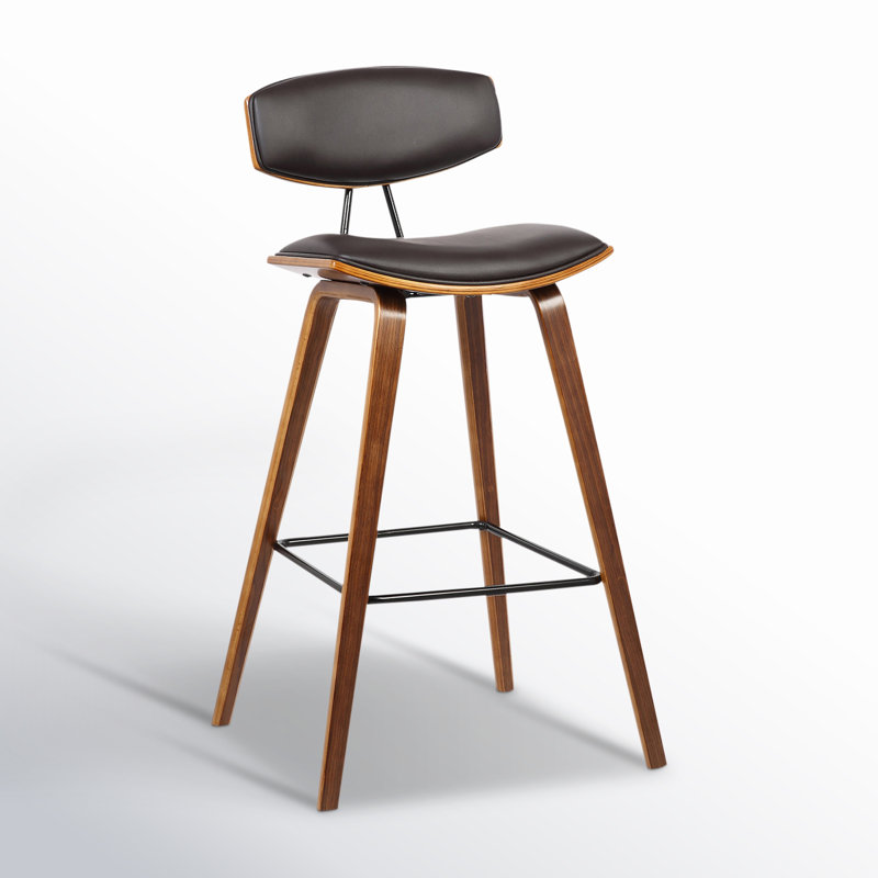 Bilgin Payton Vegan Leather Bar & Counter Stool, Brown Faux Leather, Walnut, Bar Stool (29" Seat Height)