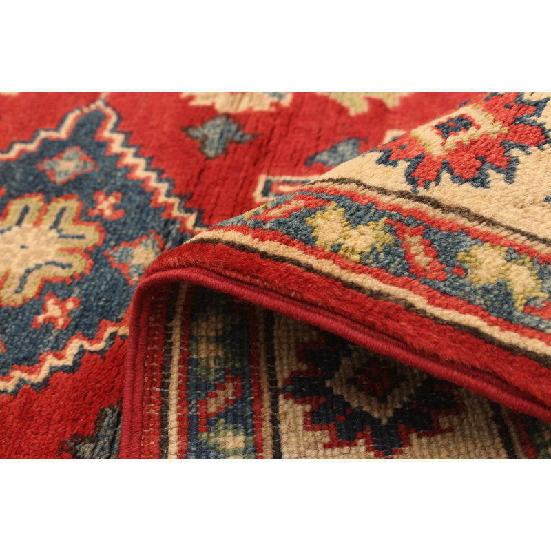 Tapis en laine rouge/beige 2 pi 10 po x 10 po main one-of-kind-noué la 2010 Gazni