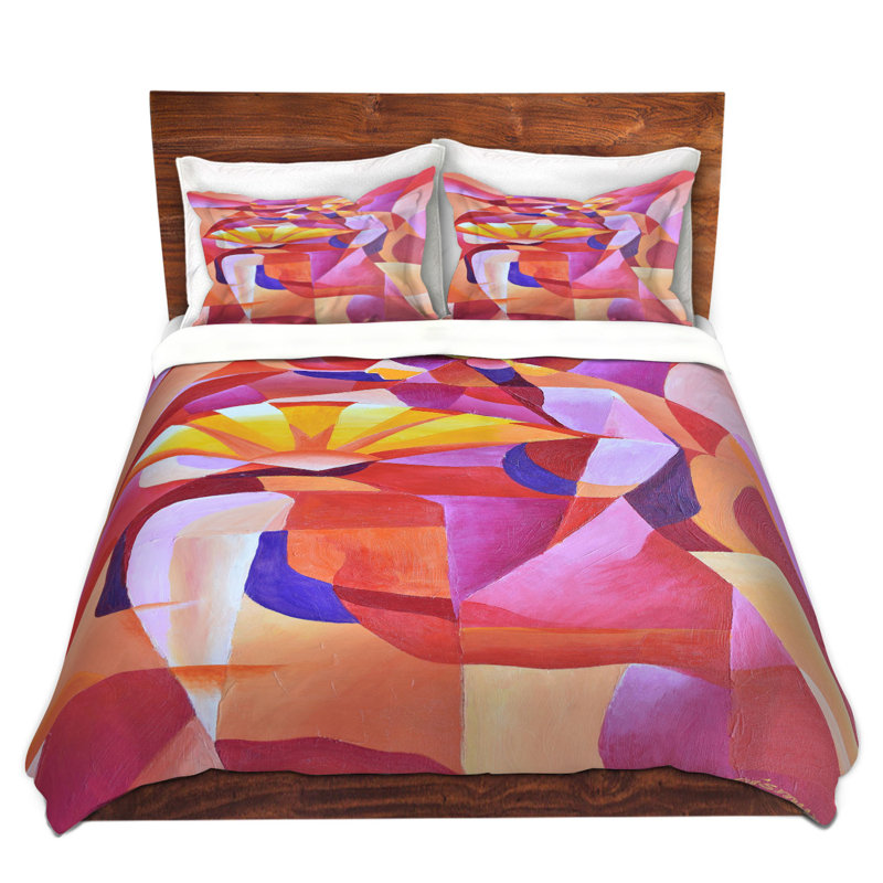Ensemble de housse de couette avec sous-ventilateur cubisme, 1 housse de couette grand + 2 taies standards