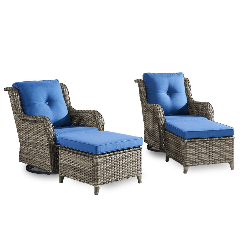 Chaise d'extérieur Elga, Bleu, Gris