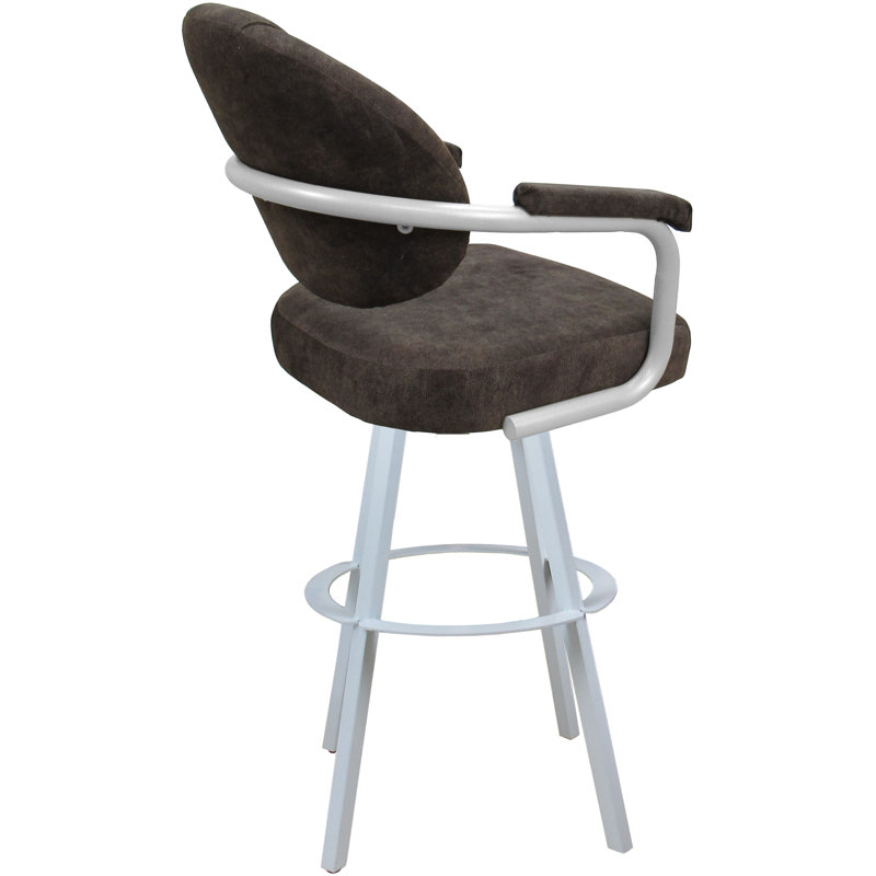 Tabouret de comptoir pivotant 30 po Mahlum, Mélange de polyester cendré / cadre blanc