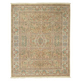 Hand Knotted Wool Oriental Area Rug in Beige And Ivory