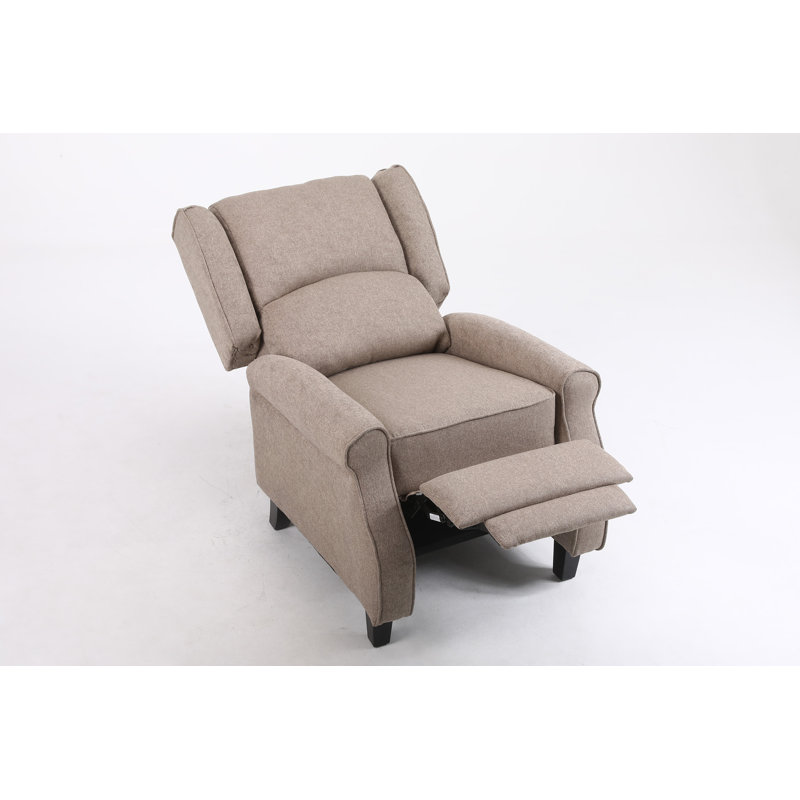 Elianna 78cm Wide Wing Chair Recliner, Beige 100% Linen