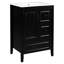 Meuble-lavabo de 24 po d'inspiration rétro noire avec lavabo en céramique pré-percé, solutions de rangement à fermeture en douceur et poignées en métal rétro style autoportant pour lavabo nécessitant peu d'entretien-207393989