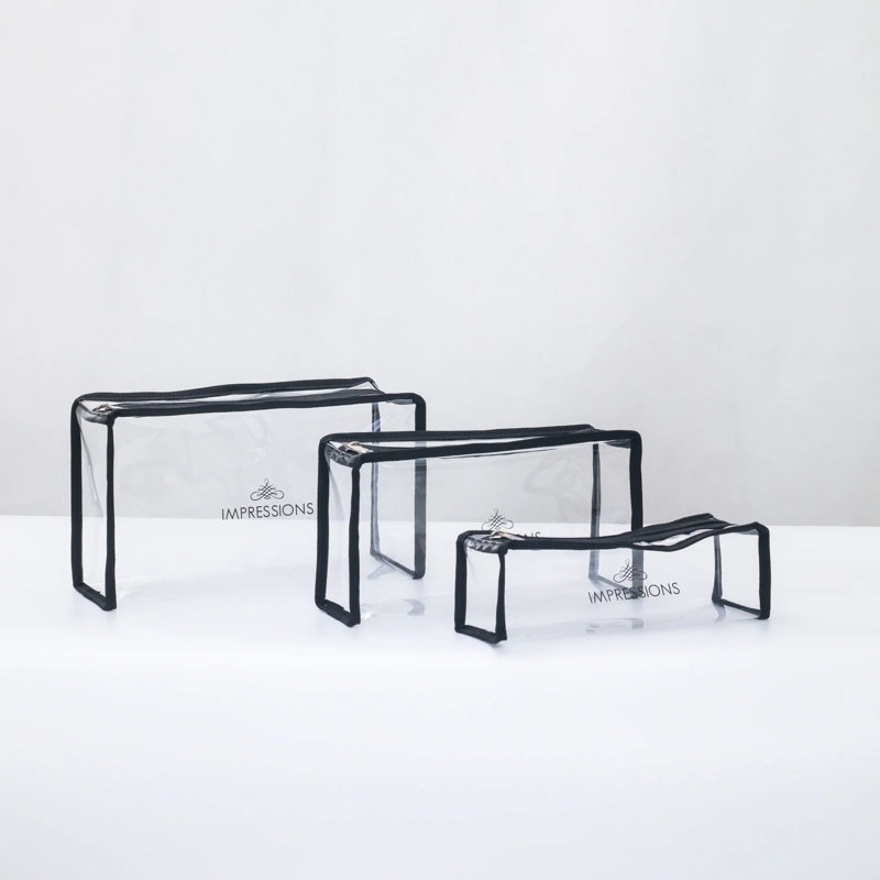 Trousse de maquillage transparente 3 en 1 avec imperméable et fermeture à glissière Roma