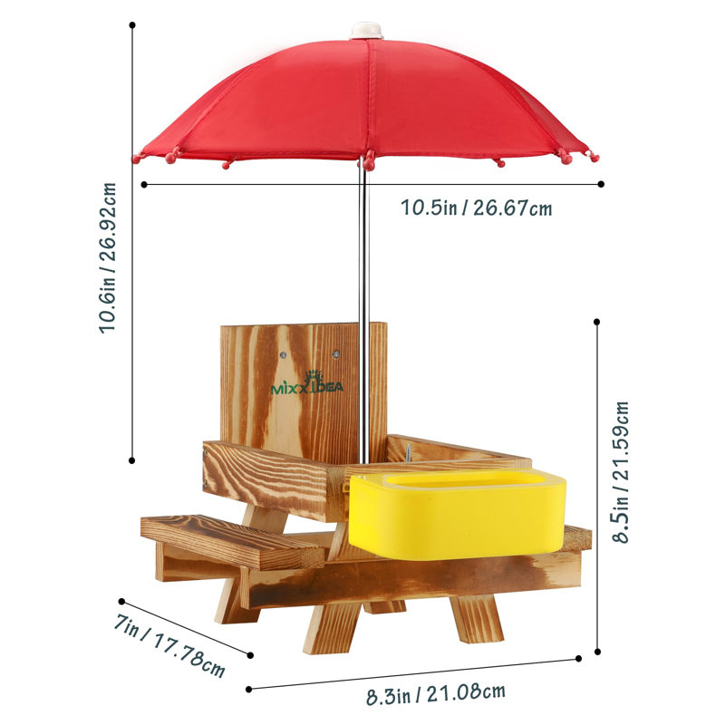 Table mangeoire en bois avec bol à eau