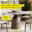 53" Round Dining Table for 6 With Sintered Stone Lazy Susan + Dark Walnut Solid Wood Base-116510854-116510855