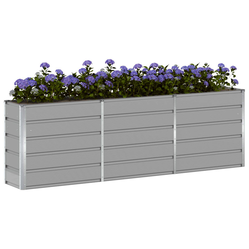  Planter 240 X 40 X 75 Cm Steel, Light Grey