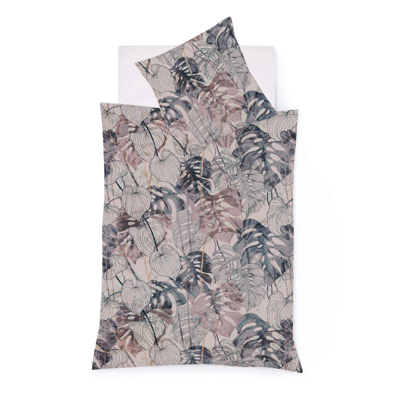Gray Sateen Reversible Duvet Cover Set, Single - 1 Pillowcase (80 x 80 cm)