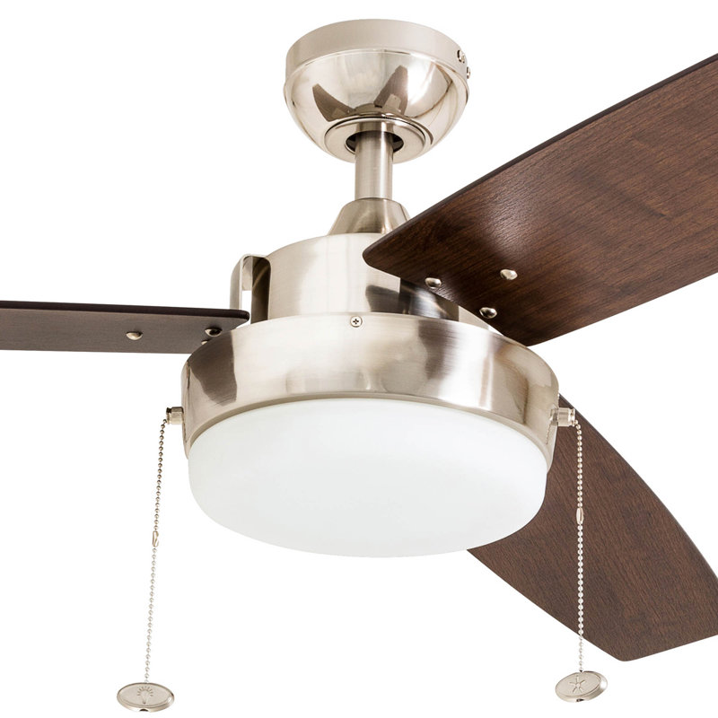 Statham 52" Ceiling Fan with LED Light, Brushed Nickel with Gray Blades