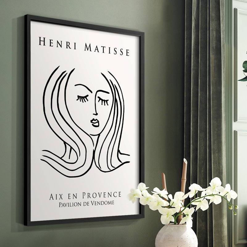 Matisse CXLVII, reproduction encadrée - bois massif, Noir, H 28 po x l 22 po