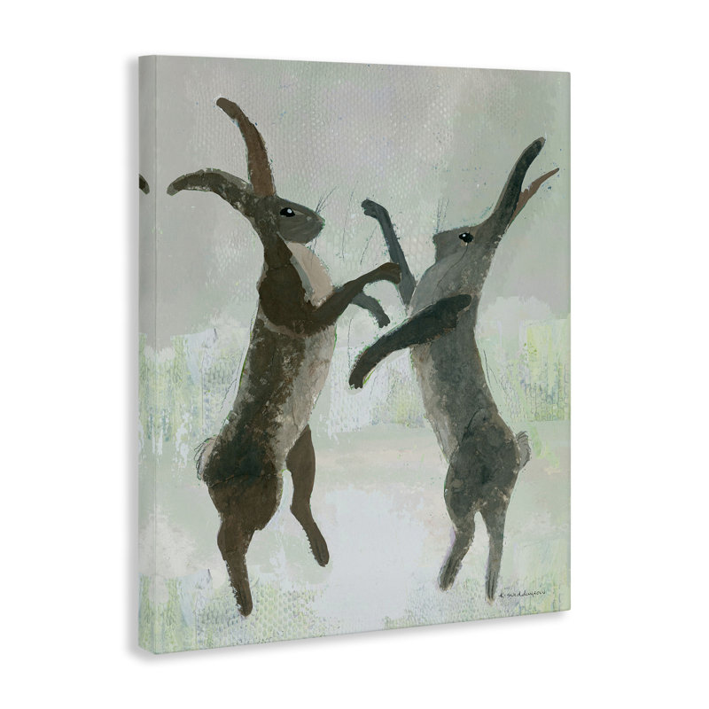 Boxe Hares Impression sur toile, design par Kay Widdowson, H 30 po x l 24 po