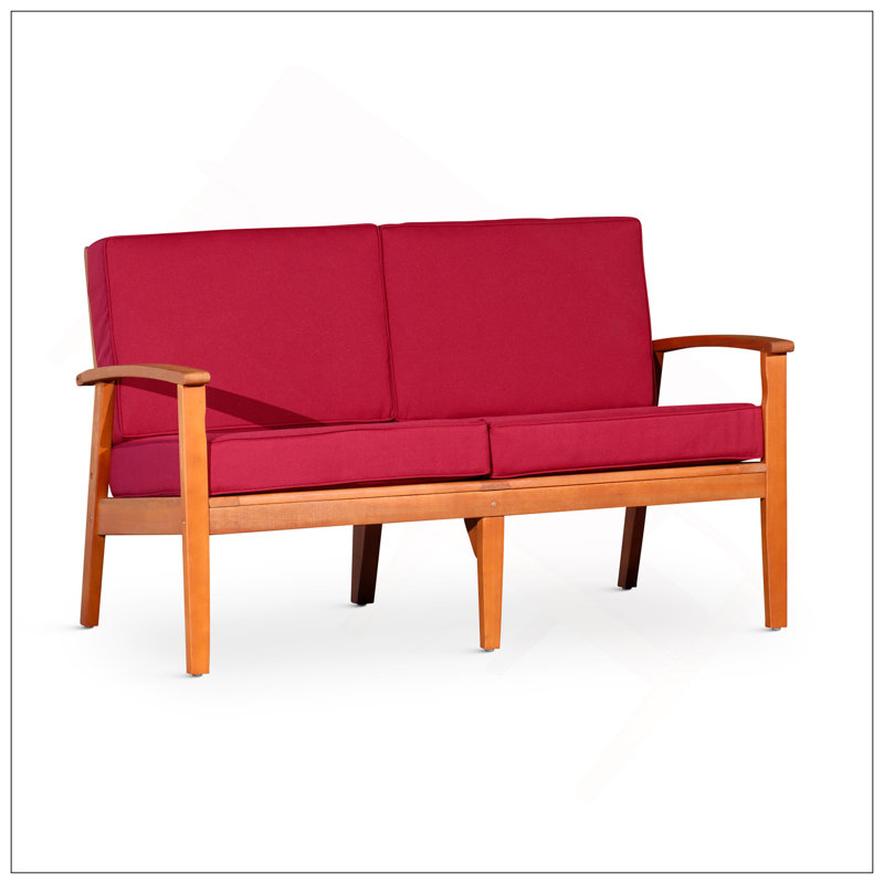 Causeuse eucalyptus avec coussins, huile naturelle, bourgogne, Rouge, Orange