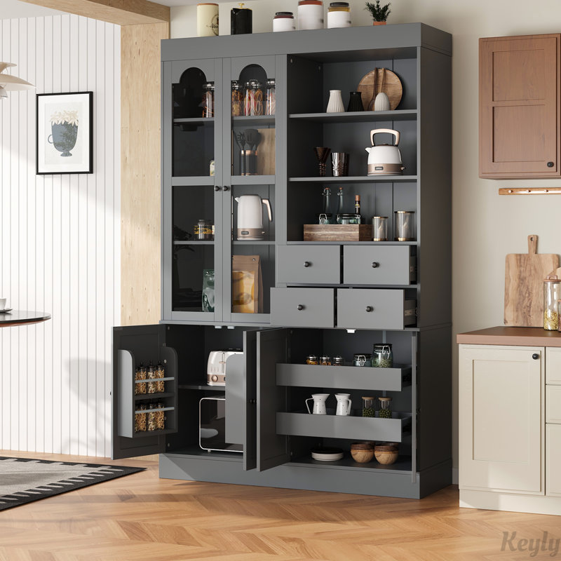 Grand garde-manger avec huche, Gris / Noir
