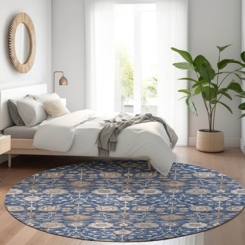 Tapis intérieur / extérieur bleu Selma , 8 pi x 8 pi