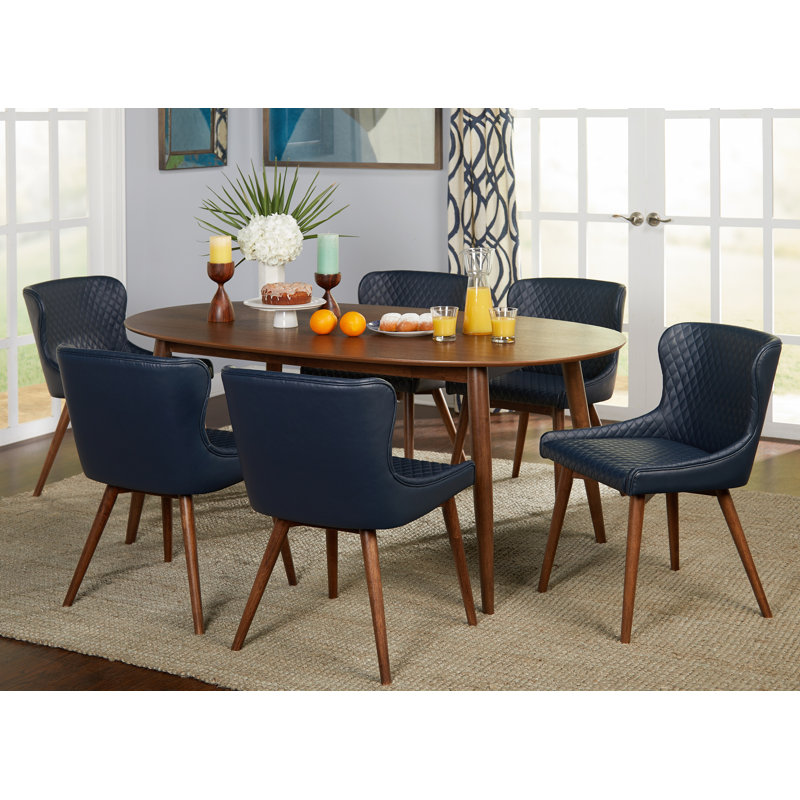 Jevon - Person Four Leg Dining Set, Navy, 5 Pieces: 1 Table, 4 Chairs