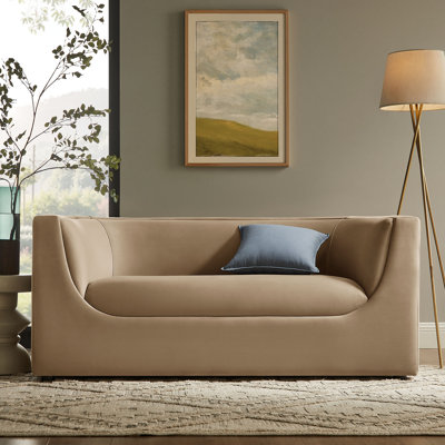 Dunkley 67" Curved Back Performance Velvet Loveseat In Taupe