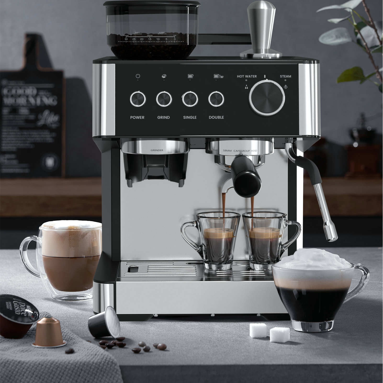 HAVATO Professional 20-Bar Espresso Machine With Built-In Grinder   Precision Extraction, Integrated Milk Frother Wand For Cappuccinos/Lattes,  And Compact Design. & Reviews | Wayfair