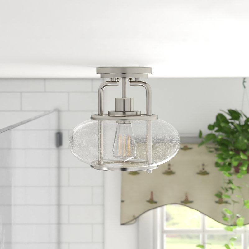 Spofford Glass Semi Flush Mount, Brushed Nickel
