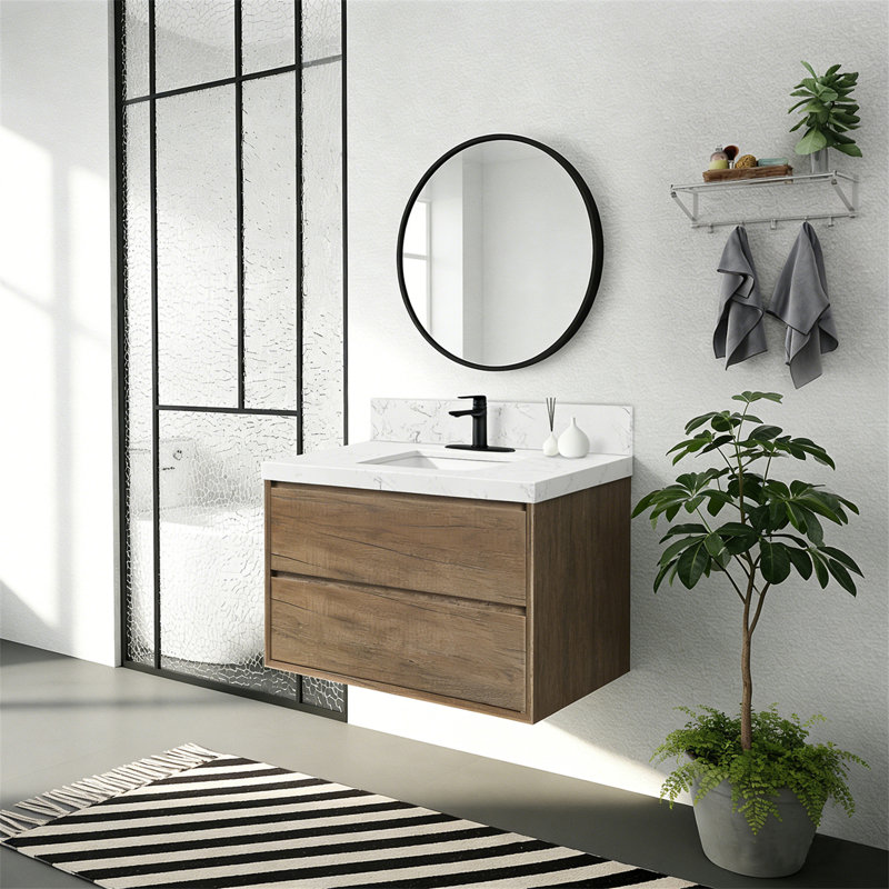 Meuble-lavabo mural 36 po, Chêne foncé, 36"