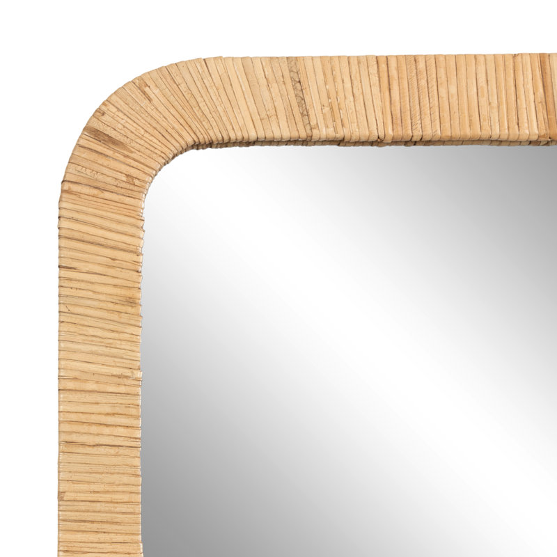 Breesport Rectangle Rattan Bathroom Wall Mirror, 35.75" x 24", Natural
