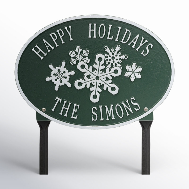 Snowflake Oval Garden Stake, Green/Silver, Yes