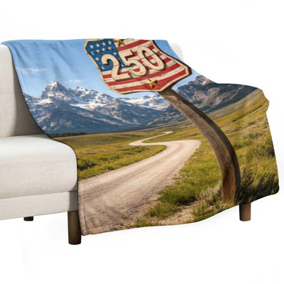American Flag Shield Luxury Flannel Throw Blanket, Soft Warm Fuzzy Blanket for Living Room Sofa Bed Home Decor