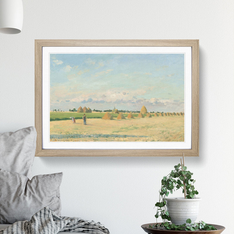 Landscape in France by Camille Pissarro - Picture Frame Painting, 27cm H x 36cm W x 2cm D, Oak Framed