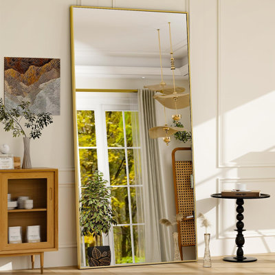 Très grand miroir suspendu 71 po x 31 po pleine longueur en miroir en alliage d'aluminium avec cadre mince en alliage d'aluminium