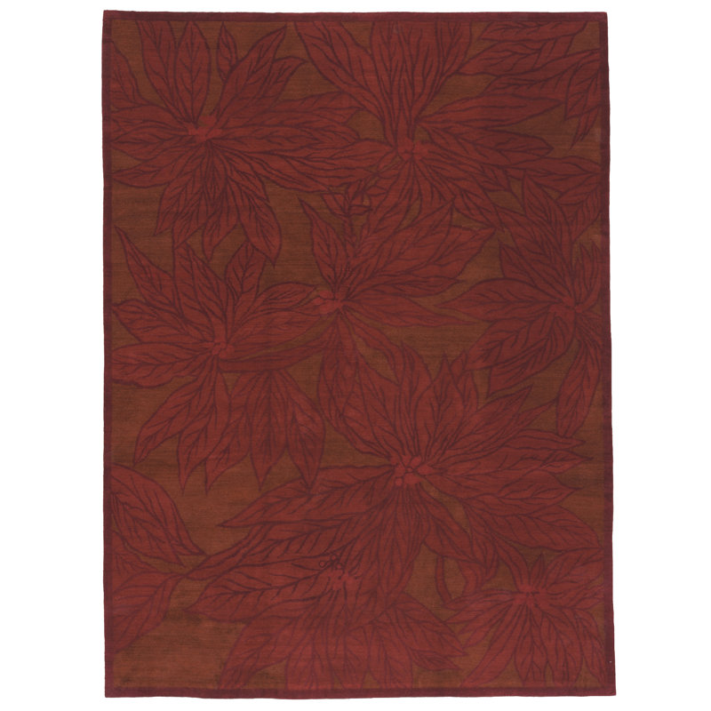 Champa Hand-Knotted Area Rug in Venetian Red