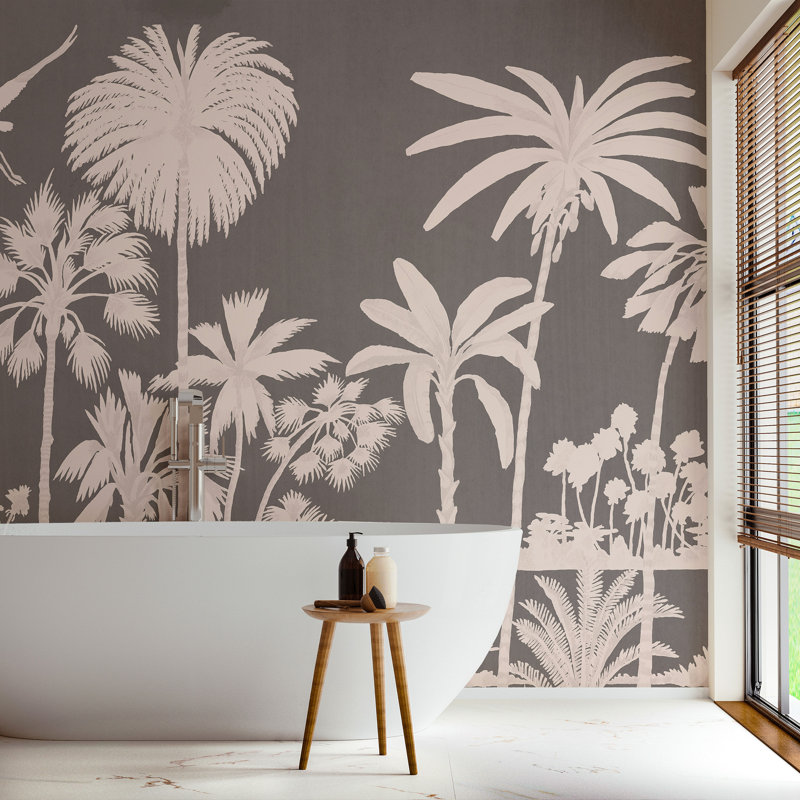Murale Charleston Marsh Breeze par Megan Molten, Noir / Rose, Papier
