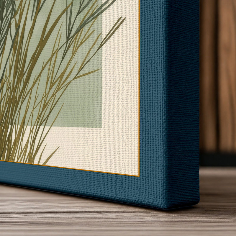 Sedge and Spikes Botanical - Wrapped Canvas, 36x24 - 91.4 x 61.0 cm, Teal Border
