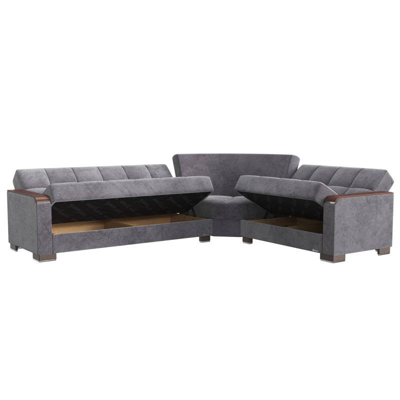 Legacy X 224” Convertible Sectional Sofa Bed with Storage – Firm Support L-Shaped Sleeper Sectional for Small Spaces