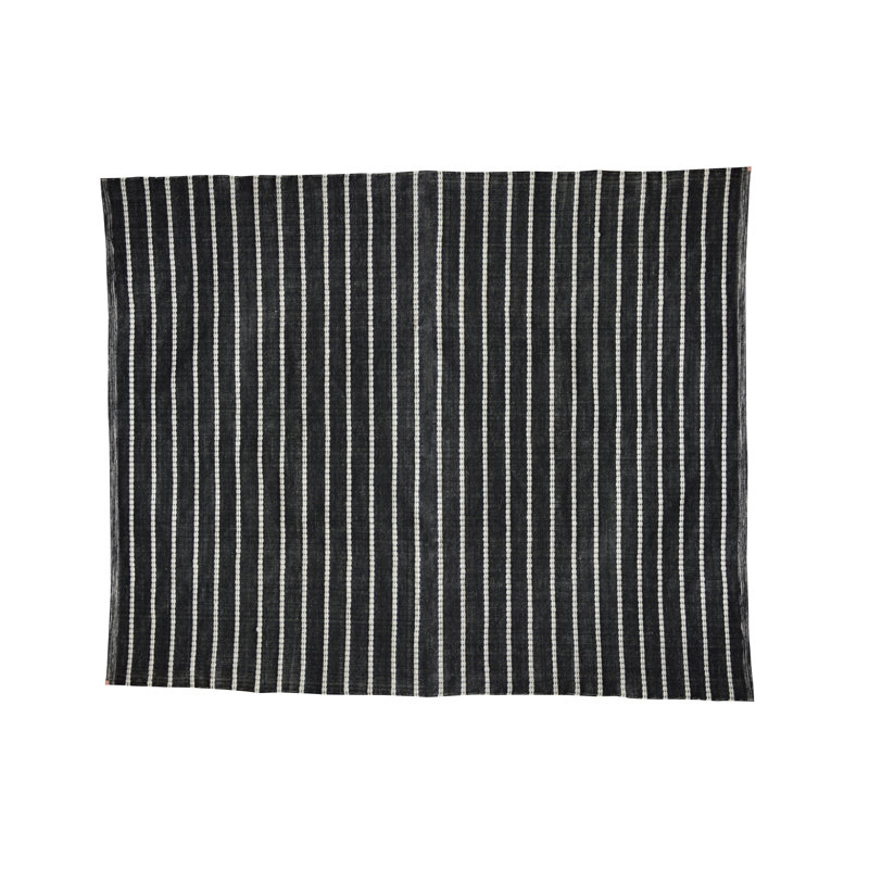 Tapis graphite - noir et rayures naturelles, Rectangulaire 8 pi x 10 pi