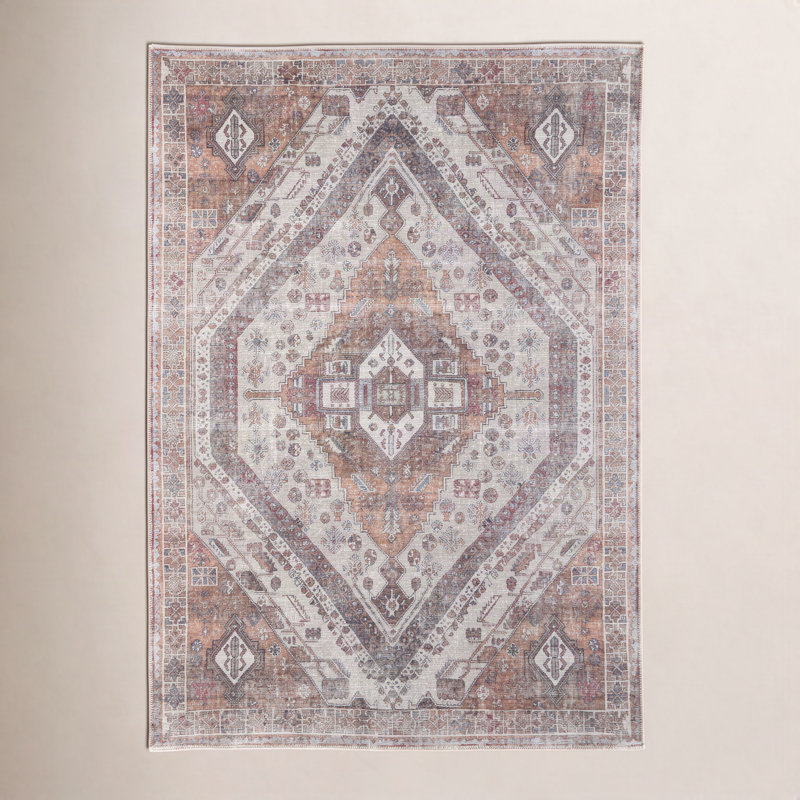 Vincenta Oriental Brown/Ivory/Gray Area Rug, Rectangle 7'10" x 9'10"