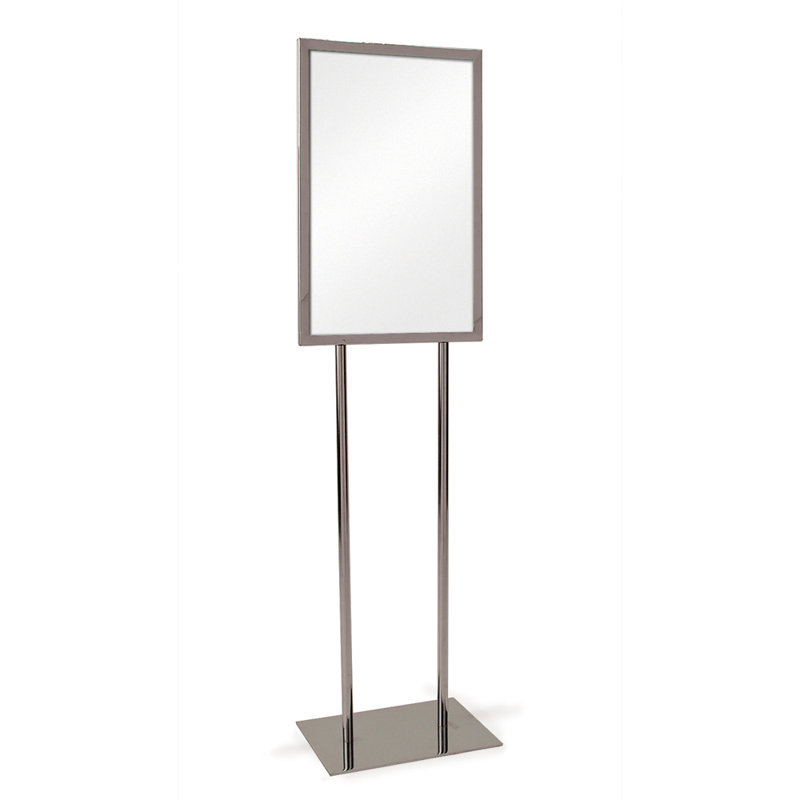 Porte-signal de bulletin avec base plate, H 53 po x l 14 po x P 10 po, Chrome