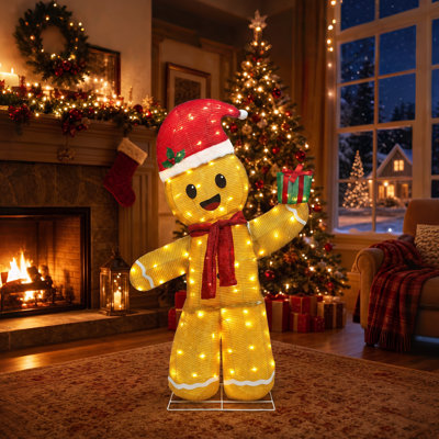 48 in. H Outdoor Christmas Decoration 3D Gingerbread Man with Warm White LED Lights