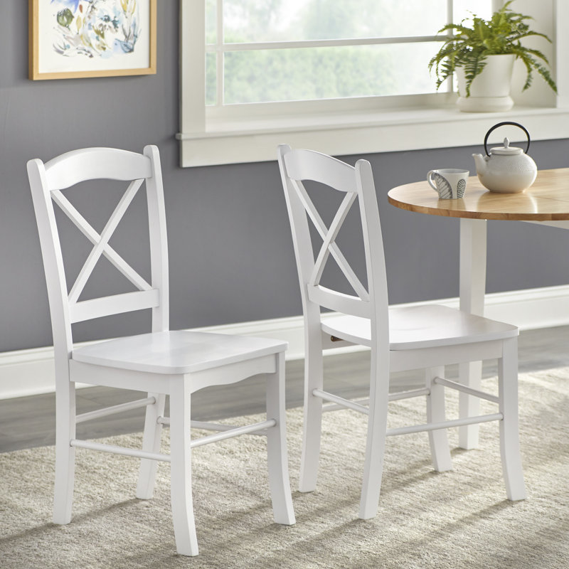 Chaise d'appoint à dossier en croix Castellon, Blanc véritable