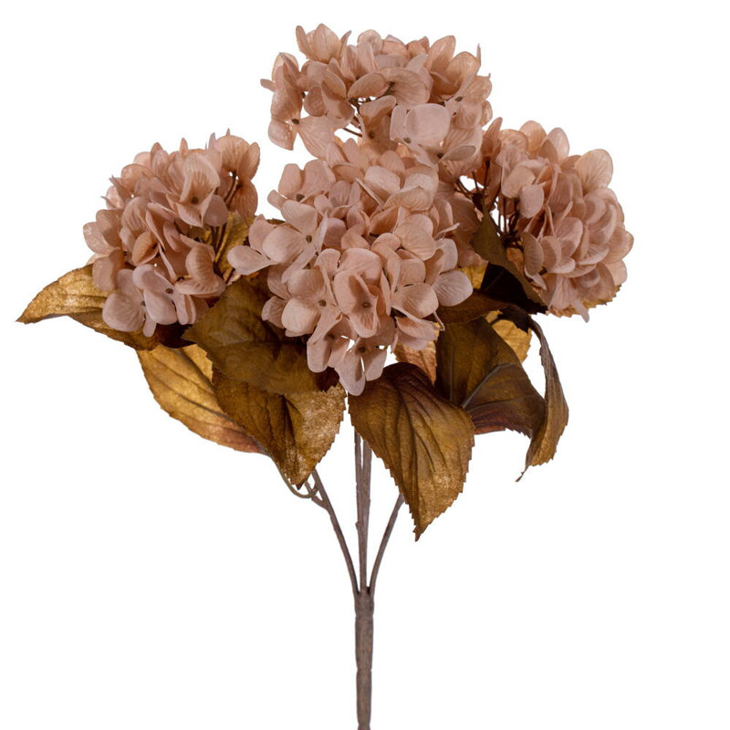 Vickerman 16.5" Artificial Yellow/Brown Hydrangea Bush 2/Bag. Recommended for indoor use., Cream