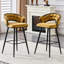 Ensemble de 2 tabourets de bar en velours jaune avec pieds en fer noir, tabourets de comptoir modernes pour bar à domicile-1076155796